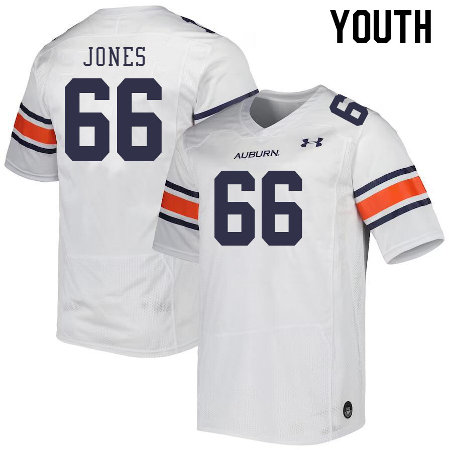 Youth #66 Avery Jones Auburn Tigers College Football Jerseys Stitched-White - Click Image to Close